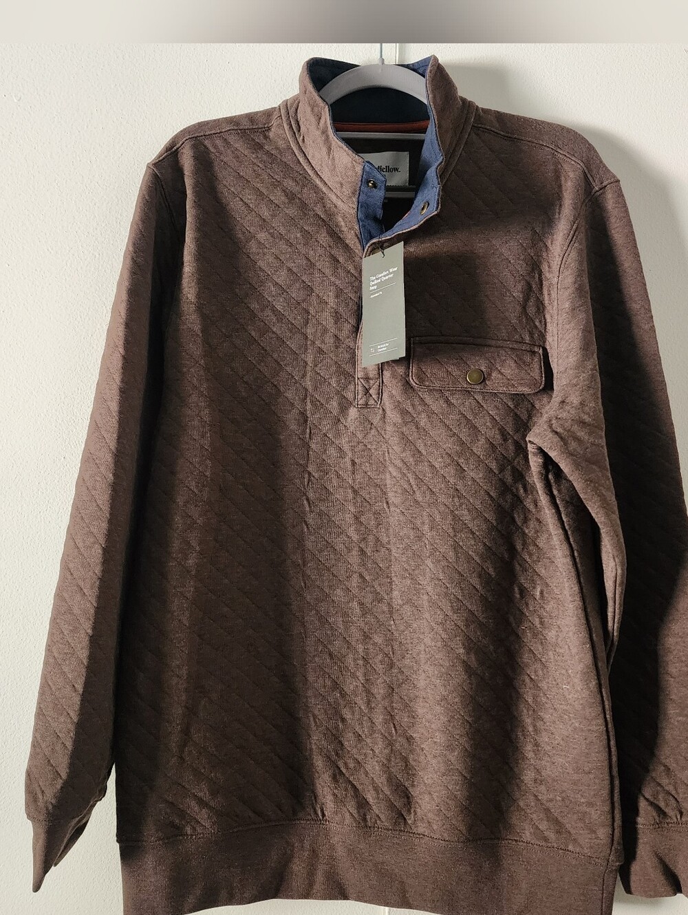 Men's Quilted Quarter-Snap Pullover Sweater Mock Neck Regular Fit Comfort Wear